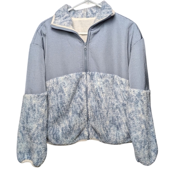 MTA Sport Jackets & Blazers - New Cozy Blue White Fleece Jacket Full Front Zipper Fast Dry Recycled Polyester